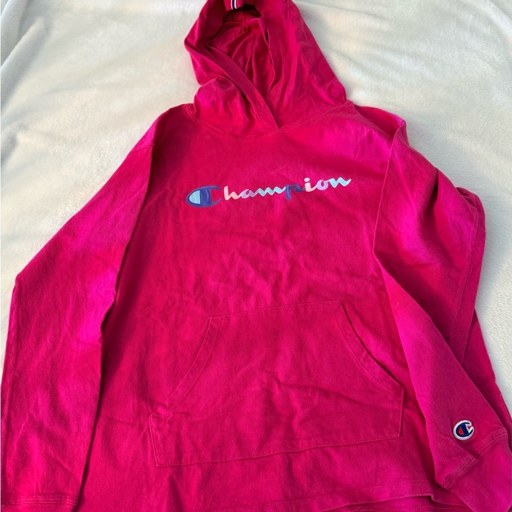 Champion Fuchsia Middle Weight Jersey Hoodie with Logo Size Small NWOT
